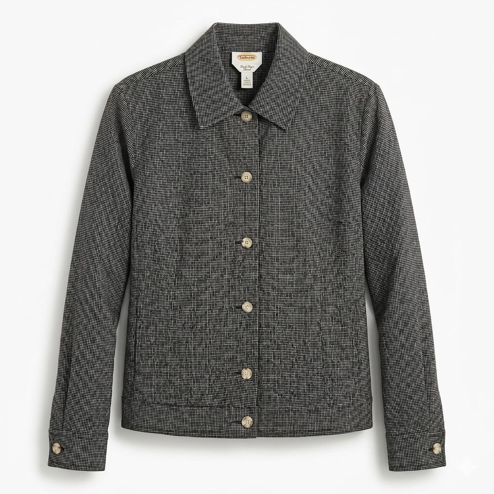 Talbots Women's L Coastal Preppy Minimalist Irish Linen‎ Button Shirt Jacket